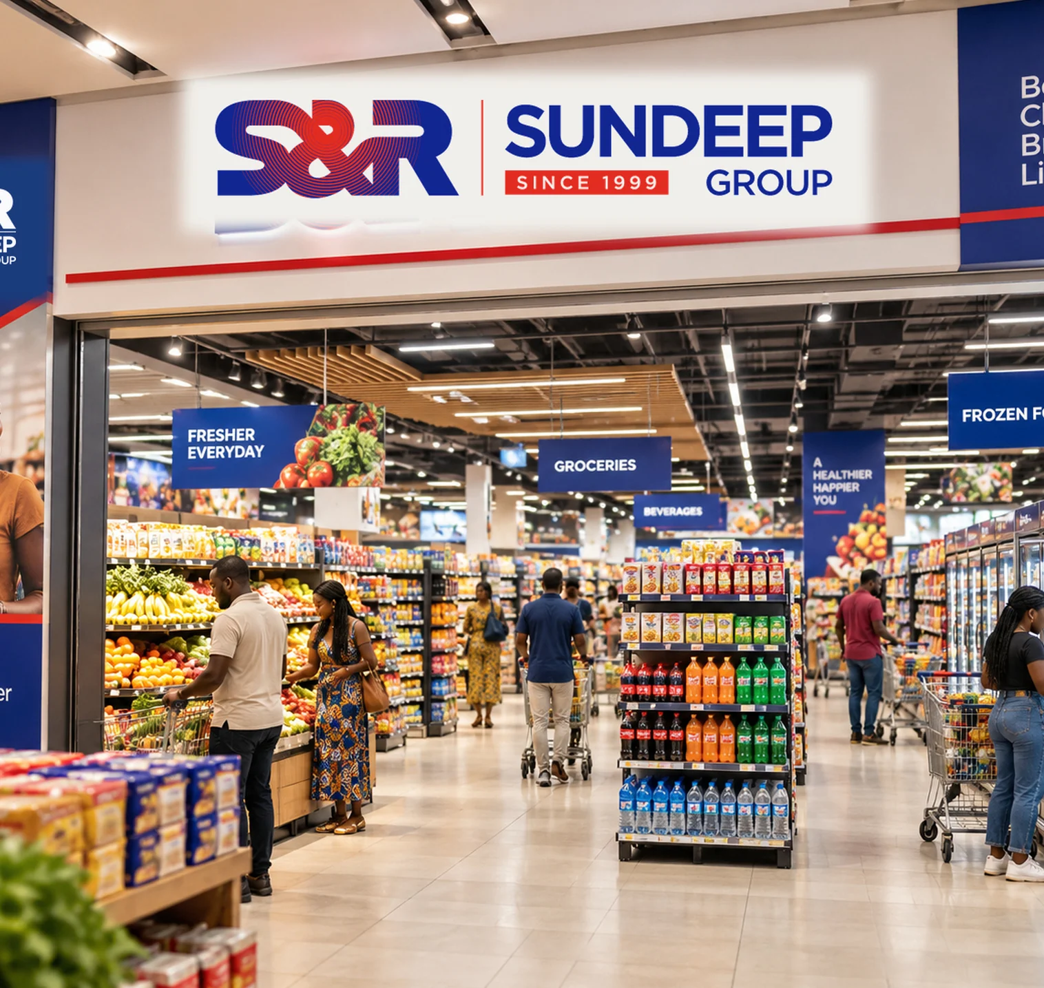 Interior of an S&R Sundeep Group supermarket